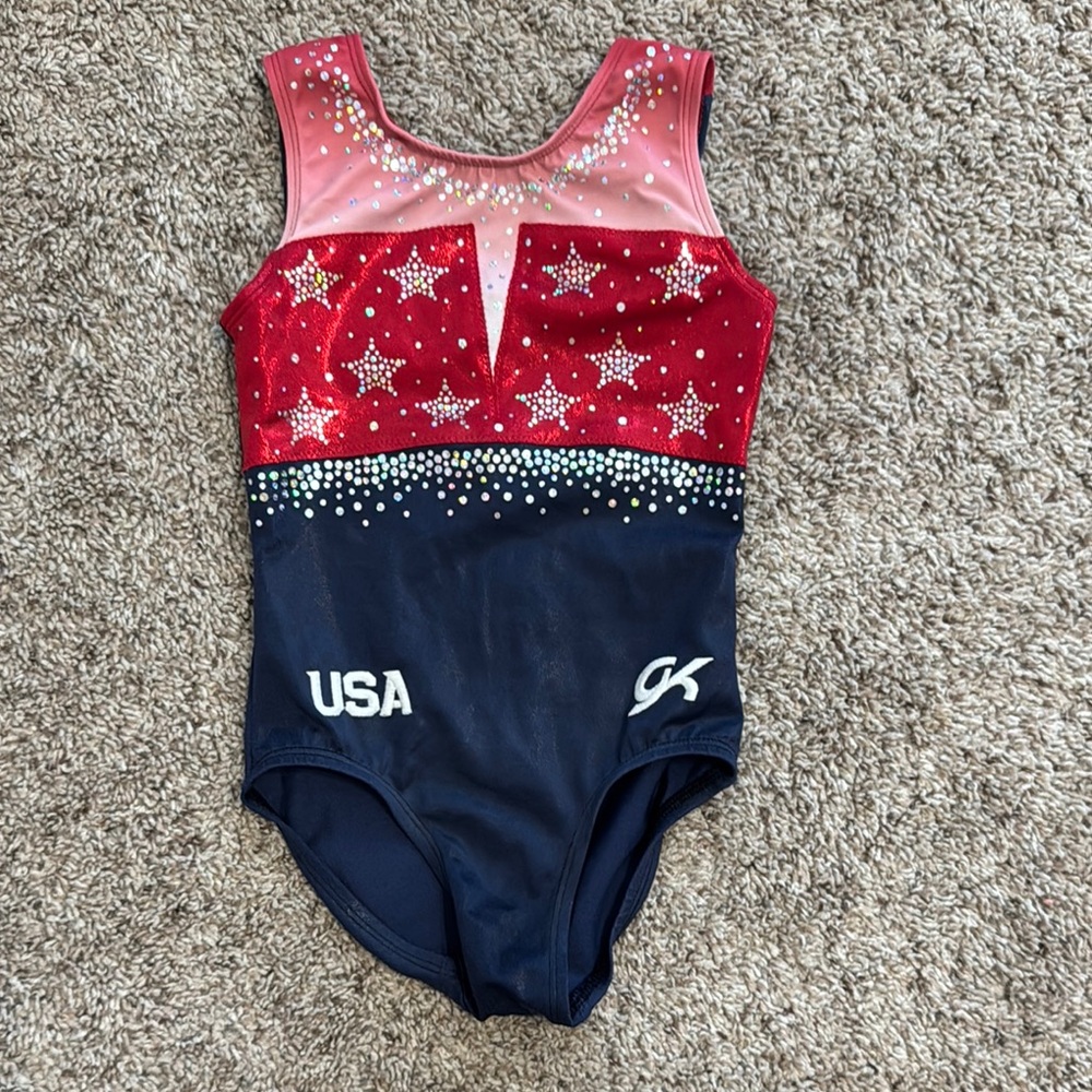 GK Red and Navy Star Leotard USA